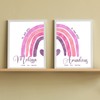 Mountiki® Regenbogen Geburtsposter 2er Set personalisiert | Kinderzimmer Geschwister Bild