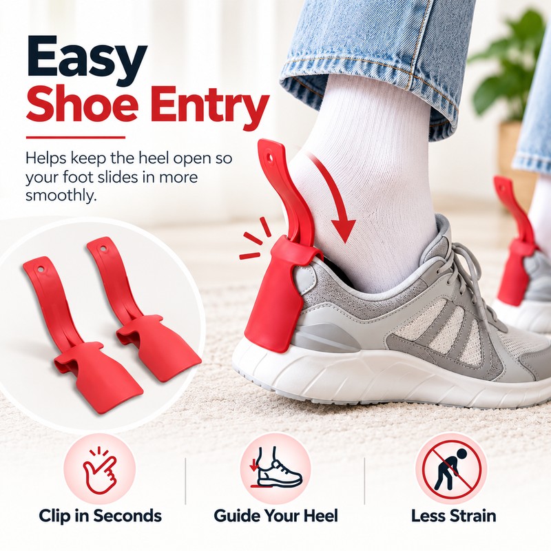 Plastic Shoe Helpers for Easy Shoe Wearing – 2-Piece Curved