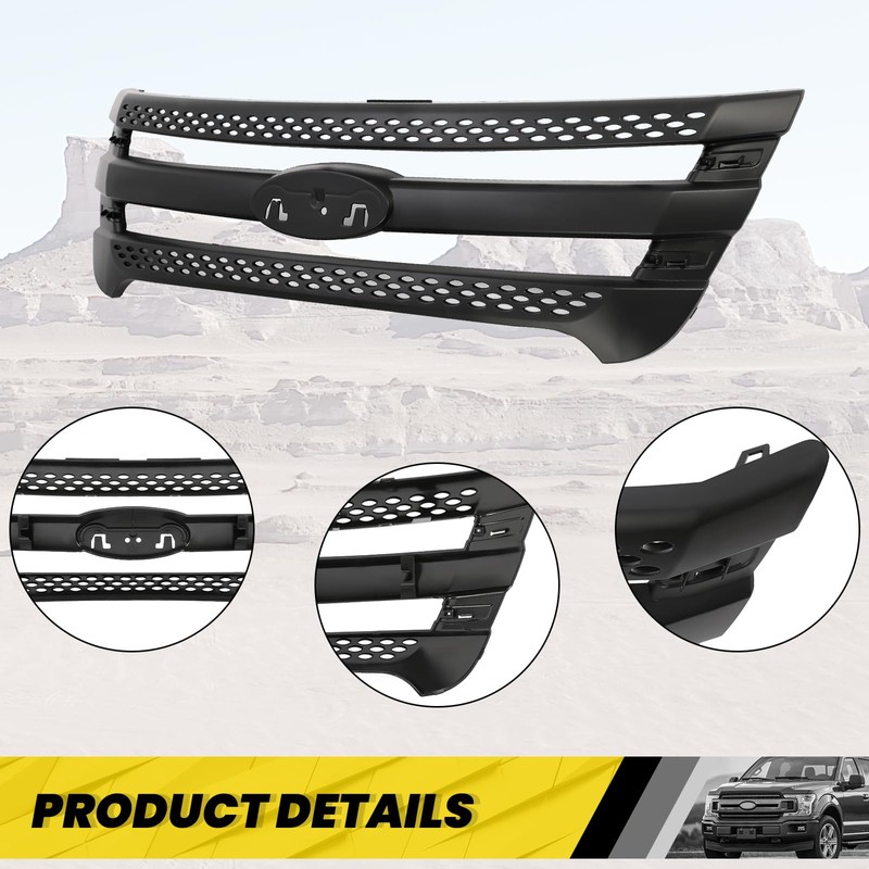 KUAFU Front Grille Inserts Compatible with 2011-2015 Ford Explorer Bumper