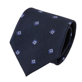 Ojier Men's Necktie, Silk, Regular Tie, Yamanashi Necktie, Melange, Small Pattern, Made in Japan, Business, Fashionable, 3.1 inches (8 cm) Width, 010: Navy
