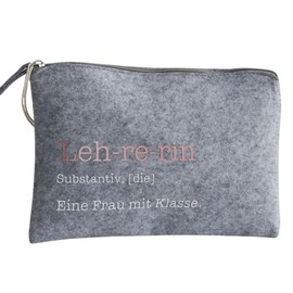 Geschenk - Filz Kosmetiktasche | Lehrerin - eine Frau mit Klasse | kleine Geschenkidee zum Abschied | Abschiedsgeschenk für Lehrer