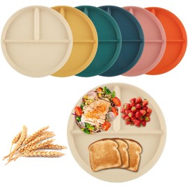 LDXDRU 12Pcs Portion Control Plate, Divided Plate, 9 inch Divided Plates For Adult, Unbreakable Reusable Dinner Diet Plate, Dishwasher & Microwave Safe, 6 Color