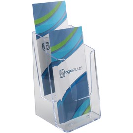 ogoPLUS 2 Tier Brochure Stand DIN Long Portrait Format / Brochure Holder, Flyer Stand Advertising, Stand, Table Brochure Stand, Brochure Box, Advertising, Easy Tilt for Optimal Field of View