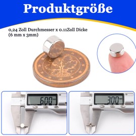 Pack of 100 Strong Neodymium Magnets Extra Strong Fridge Magnets 6 x 3 mm Round Magnets for Small Magnets Strong Hold for Whiteboard Magnets, Education, Research