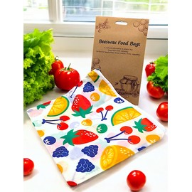 Natural Organic Beeswax Bag with Zip, Pack of 1, for Bread and Food Storage, Sustainably Made Beeswax Cloth, Ideal as a Food Storage Bag