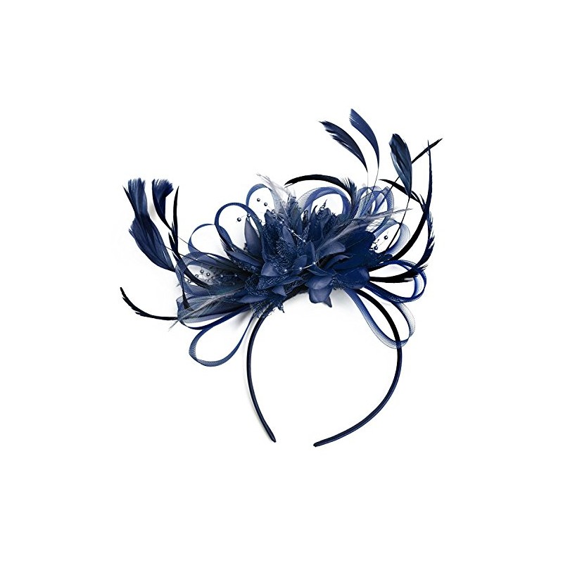 Navy Blue Fascinator for Weddings Headband Royal Ascot Races Ladies,