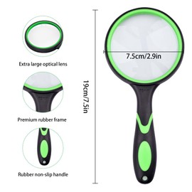 Faumsut 10X Magnifying Glass for Reading, Handheld Magnifier for Seniors Kids, Premium Soft Hand Shank, Non-slip Handle, Lightweight-Shatterproof, Ideal for Science Books Insects Hobby Observation