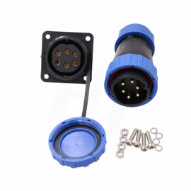 HangTon TY28 6 Pin 25A Screw Crimp Waterproof Connector Male Female Plug Socket Bulkhead Quick-Disconnect for Outdoor Electrical Power Device