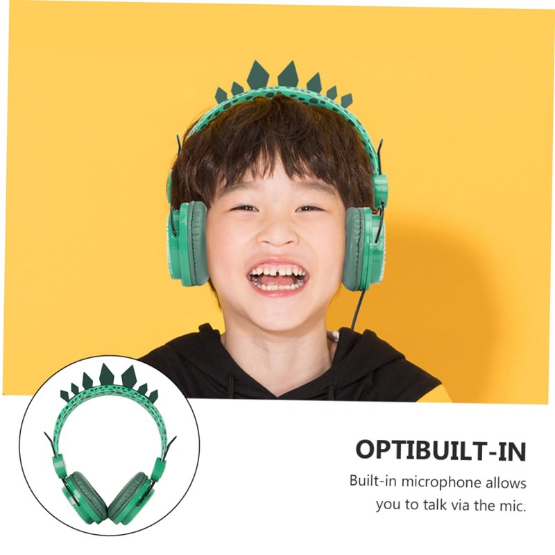 TEHAUX Adorable Dinosaur Rhinestone Headphones with Mic Headset for Boys