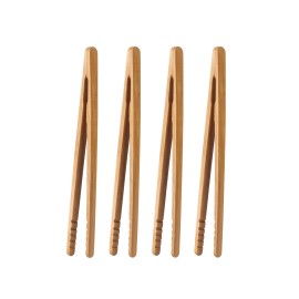 Unbranded 4Pcs Bamboo Toast Tongs 7 inch Wooden Toaster Tongs for Bread Cooking Kitchen