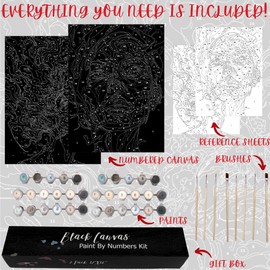 2 Pack Paint by Numbers Kit for Adults 12" x16” Canvas for Painting Kit for Beginners and Seasoned in A Colorful Box with Paintbrushes and Acrylic Paints Abstract Woman (Without Frame)