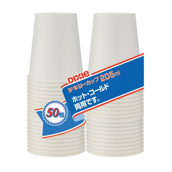 Nippon Dexy KHN507EA Paper Cup, Economoware, 8.1 fl oz (205 ml), White, Approx. Width 2.8 x Height 3.1 x Depth 2.8 inches (7.2 x 7.9 x 7.2 cm), For Both Hot and Cold Use, Pack of 50