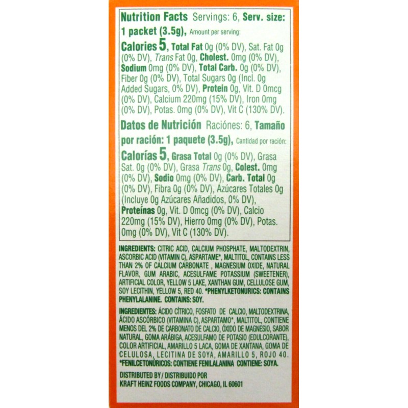TANG ON THE GO SINGLES DRINK POWDER MIX ORANGE 6