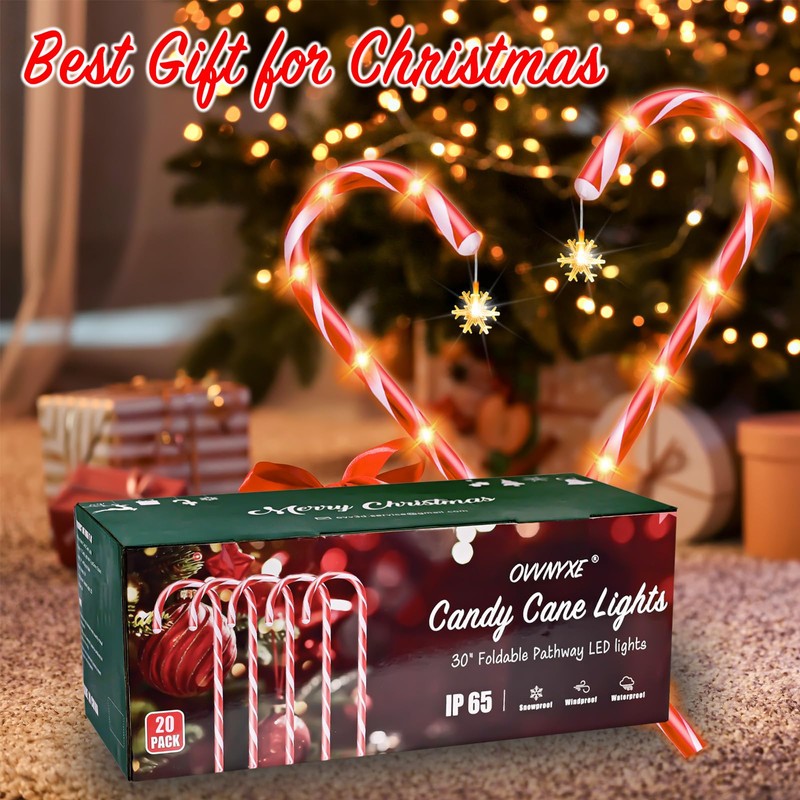 36" Outdoor Christmas Decorations, Auto Timer Real 30" Candy Cane