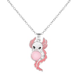 Mikovivi Cute Axolotl Necklace, Zinc Alloy Pink Axolotl Pendant Charm Necklace Trendy Animal Jewelry for Girl Women Birthday Gift Stuff