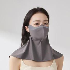 UV Protection Face Cover Beauty Mask UPF 50+ for Women, Comfortable Outdoor Daily Use Jogging Hiking Cycling Breathable, Adjustable Strap & Safety Reflector Strip Night Day Visibility (Dark Grey Long)