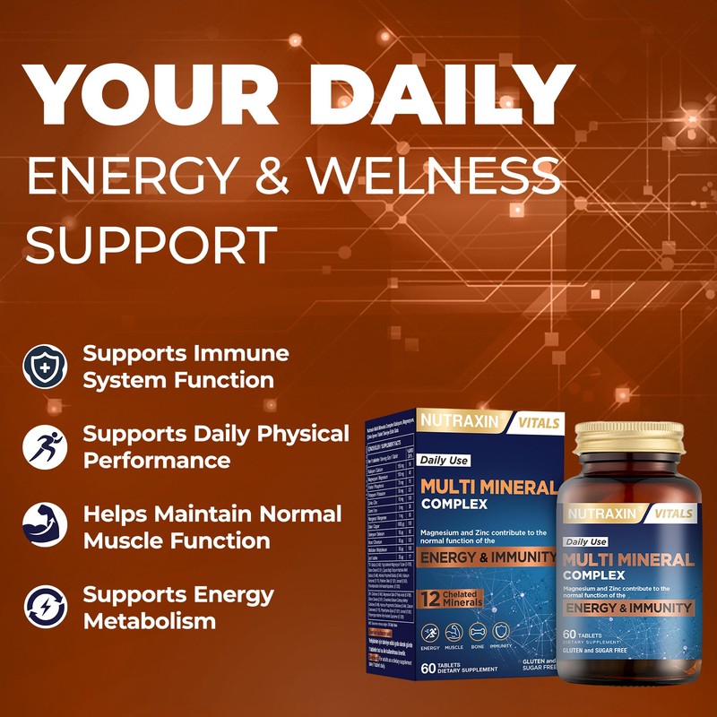 Nutraxin Multi Mineral Complex, 60 Tablets - 12 Essential Minerals