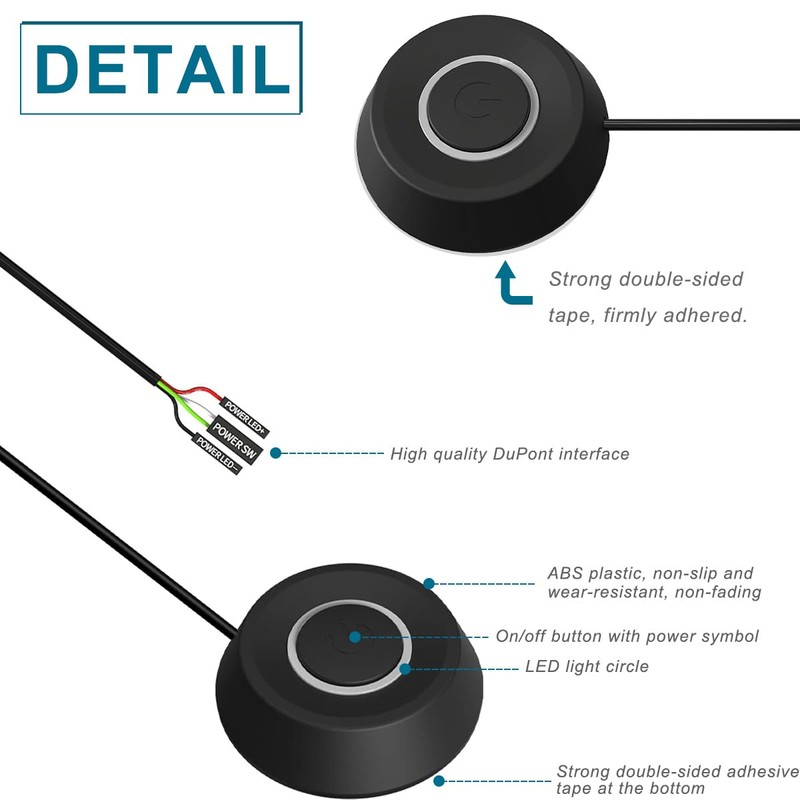 DAOKAI PC Power Button External HDD Push Computer Host Round