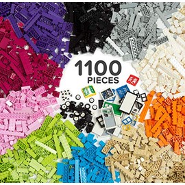 Play Platoon 1100 Piece Building Bricks Play Set, 10 Pastel Colors Bricks, Includes Wheels, Tires, Axles, Windows & Door Pieces