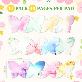 Breling 360 Pieces Sticky Notes Cute Butterfly Shaped Self-Sticky Notes Colored Watercolor Sticky Note Memo Pads for Reminders Studying School Home Family Office Supplies