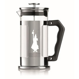 Bialetti Preziosa caffettiera, filtro French Press per caffè o tè, corpo in acciaio inossidabile e contenitore in vetro borosilicato, lavabile in lavastoviglie, 350 ml, per 3 tazze