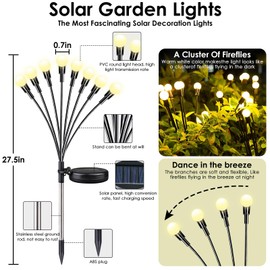 2025 Solar Lights Outdoor Waterproof, 6 Pack Solar Garden Lights, Solar Firefly Lights Outdoor Waterproof, Solar Twinkle Swaying Fairy Light for Pathway Yard Garden Christmas Decorations (Warm White)