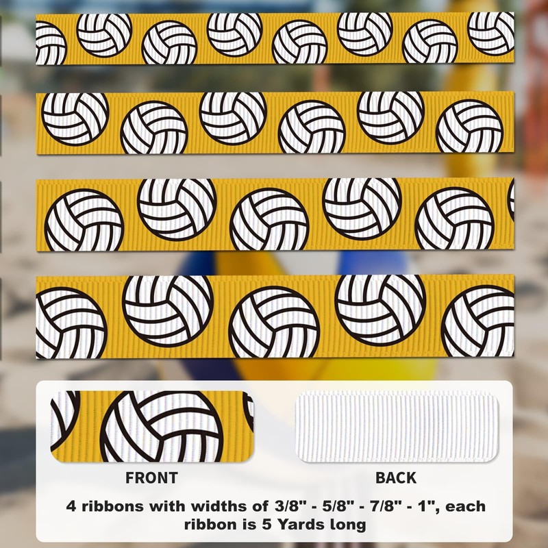 NUVCELKA Grosgrain Volleyball Ribbon - 4 Widths (3/8", 5/8", 7/8",