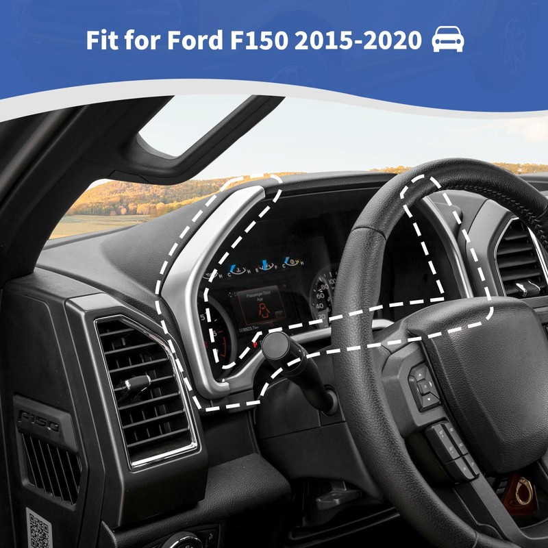 RT-TCZ for F150 Dashboard Instrument Panel Gauges Trim Cover Silver