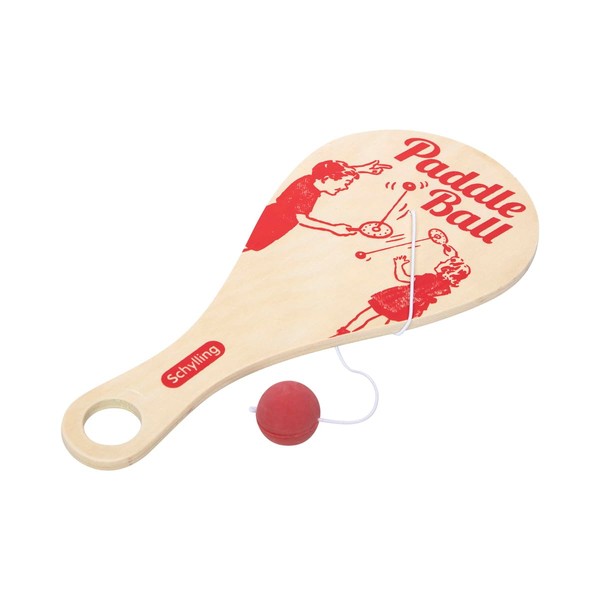Schylling Brand Classic Paddle Ball Game - Retro Wooden Ping Pong Fidget Toy - Ages 4 and Up