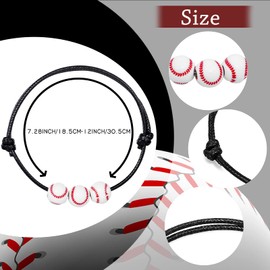 20 Pieces Sports Charm Bracelets with Football Baseball Basketball Beads Adjustable Bracelet for Children Boys Men Sports Party Favours Inspirational Bracelets, ['Waxed Yarn', 'Acrylic']