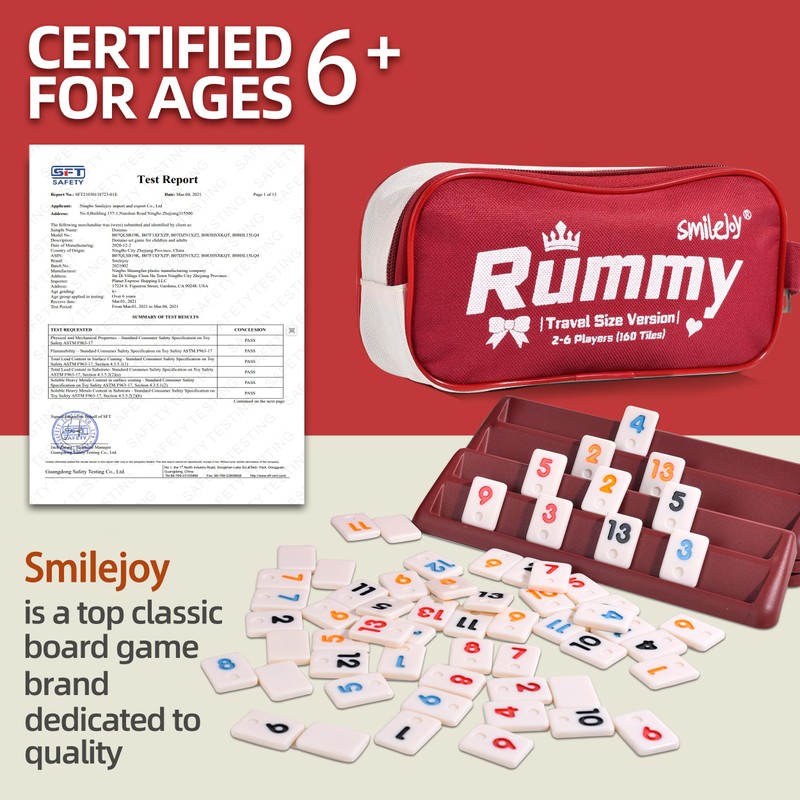 Smilejoy Mini Rummy Set,Travel Size Rummy Game with Durable Canvas