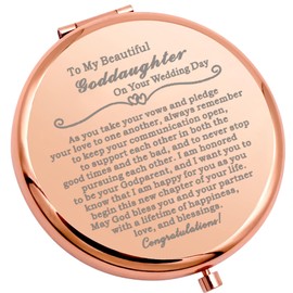 WSNANG Goddaughter On Your Wedding Day Gift from Godmother Compact Makeup Mirror Godmother to Bride Gift Pocket Mirror (to Goddaughter Mirror)
