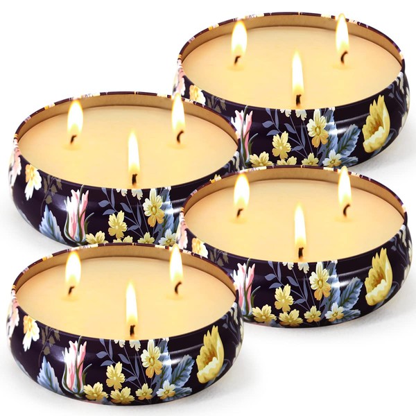 Witcreate Citronella Candles Outdoor & Indoor,4 Pack 3-Wick 54oz,Long-Lasting Burning
