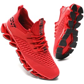 Kapsen Zapatillas de running para hombre Blade de malla transpirable para caminar sin cordones, Rojo, 13 US