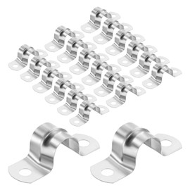M METERXITY 20-Pack Conduit Clamps, 5/8 in Stainless Steel Rigid Pipe Strap M16 U Bracket Pipe Clamps with 2 Holes for Plumbing/Conduit/Cables Installation, U-Tube Tension Clips