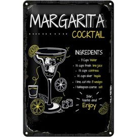 Blechschild 30 x 20 cm Margarita Cocktail Recipe - DekoNo7