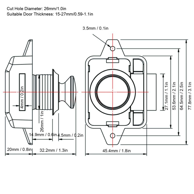 push button lock + Push Button Latch Cupboard Catch Door