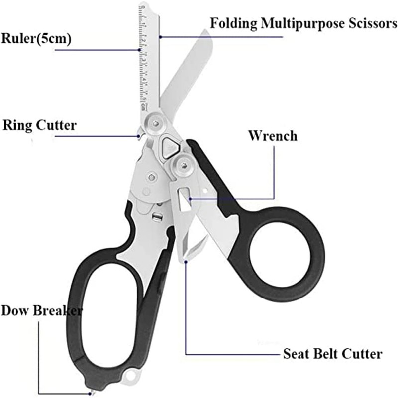 6 in 1 Multitool Plier Shears, Portable Folding Pliers Scissors,