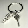 Woodstar Tennis Squash Ball Racket Lightweight Compact Keychain, metallic