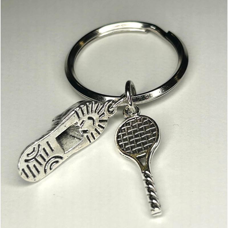 Woodstar Tennis Squash Ball Racket Lightweight Compact Keychain, metallic