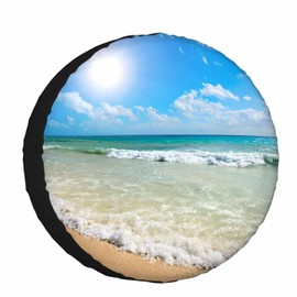 Sunny Beach Spare Tire Cover 15 inch Wheel Beautiful Beach Protectors Weatherproof Universal for Trailer Tire Cover Rv SUV Truck Camper Travel Trailer