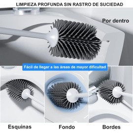 Cepillo de Inodoro de Silicona Timotech V2 – Juego 2 Escobillas con Soporte
