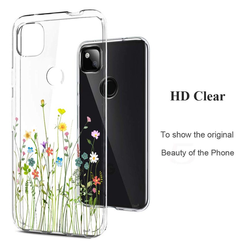 Unov Pixel 4a Case Clear with Design Soft TPU Shock