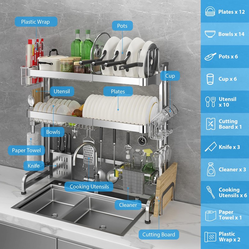 Shrivee Over The Sink Dish Drainer Drying Rack, Full Stainless