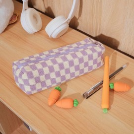 SURBEAV Pencil Case Pen Case Office College School Storage Bag Pouch Holder Box Organizer Makeup Pouch Cosmetic Bag Aesthetic Cute Pencil Case for Girls Boys Kids (Purple)