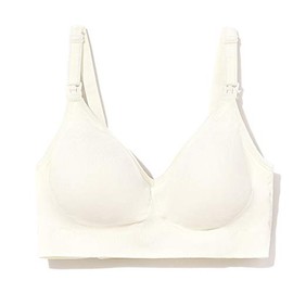 Gratlin Women's Seamless Maternity Nursing Sleep Bra Support Removable Padded Wireless Breastfeeding Bras Ivory Large - (38D, 38DD, 40B, 40C)