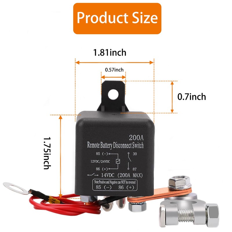 CXBB DC12V 200A Remote Battery Disconnect Switch Kill Switch for