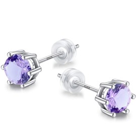 Sunnyshopday June Alexandrite Jun Birthday Stone Birthstone,Daily Wear,925 Sterling Silver or 18ct White Gold Plated Earrings Studs Men Women,Jewelry Box Gift Choice