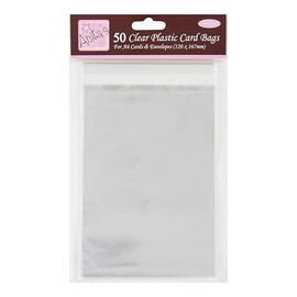 Anita's Card Bag, A6, Clear, Pack Of 50, Plastic Bag, Card Protection Bag, For Home, Art, Craft, Cardmaking
