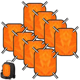 Copkim 4 Pcs Blaze Orange Mesh Safety Panel with Reflective Strips, 12'' x 9'', High Visibility Hunting Mesh Panel Hunting Mesh Blaze for Backpack for Hunting Camping Tents Blinds Gear Backpacks